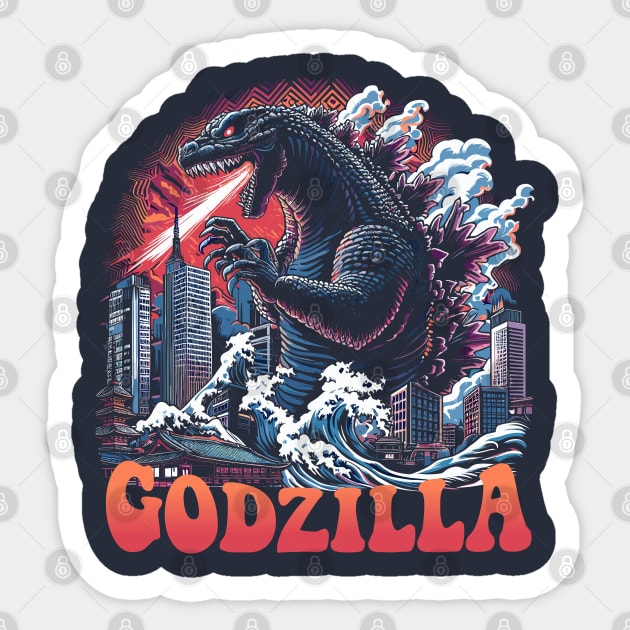 Godzilla King of the Mosters Sticker by RFTR Design